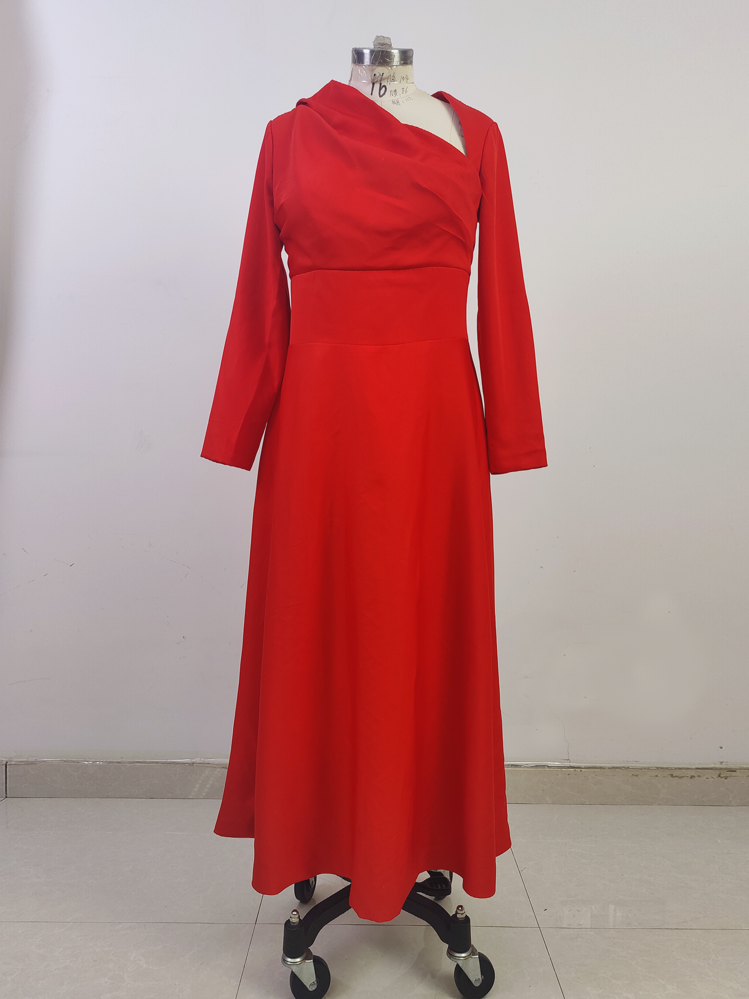 Long Sleeves Formal Dresses for Women Tea Length Satin Wedding Guest Dress
