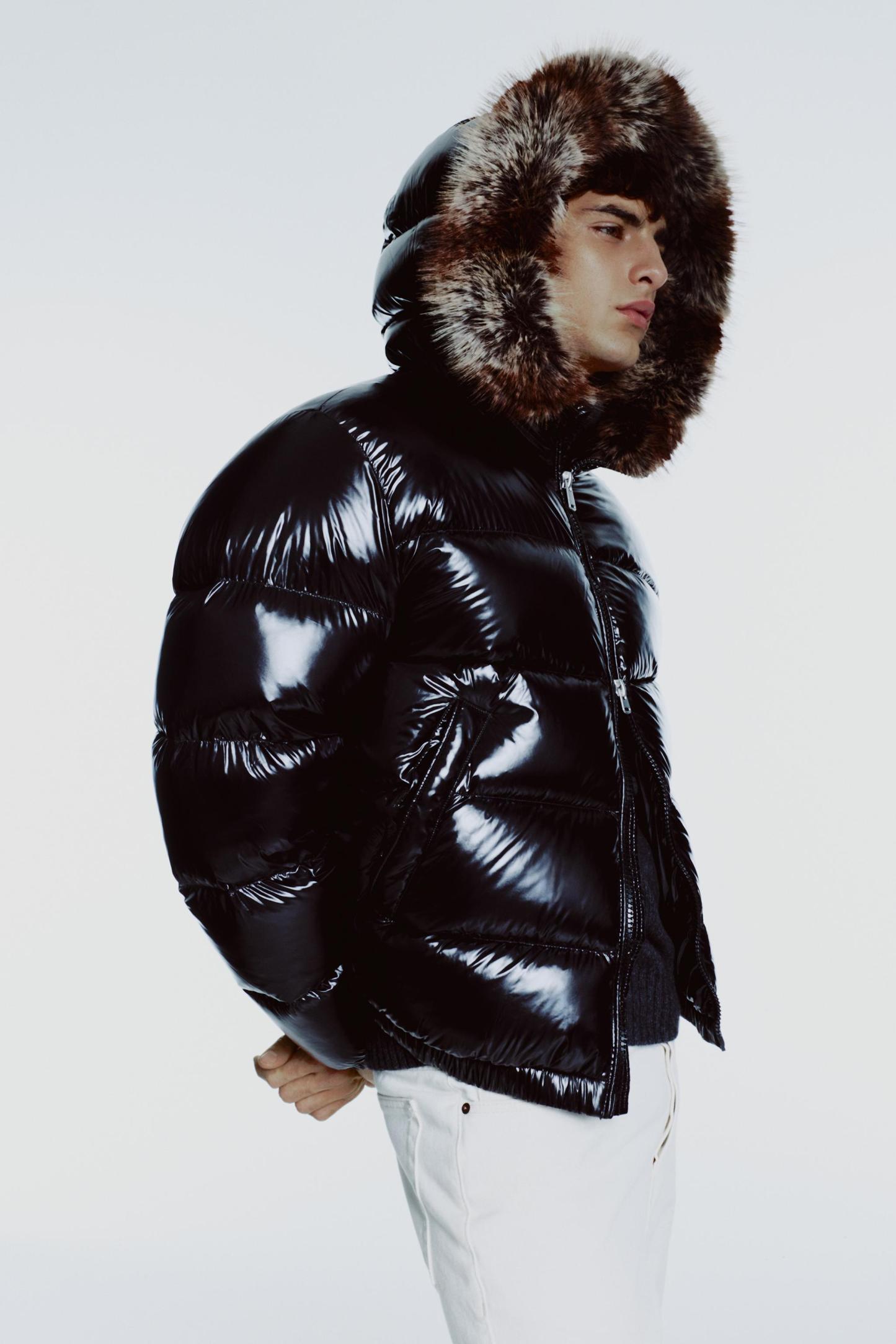 FEATHER PUFFER JACKET WITH HOODIE