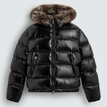 FEATHER PUFFER JACKET WITH HOODIE