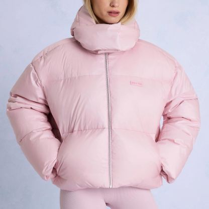 Waterproof Cropped Oversized Ski Jacket in Powder Pink
