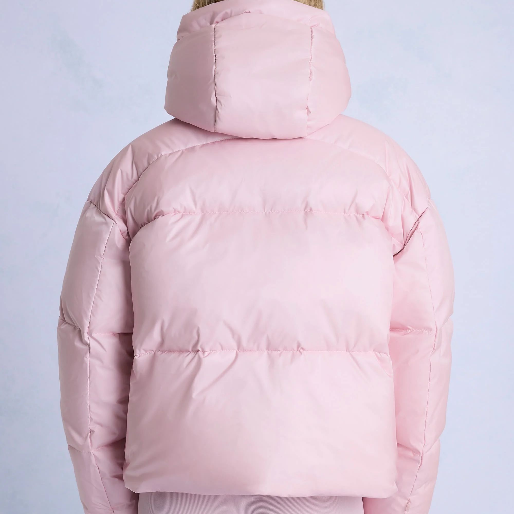 Waterproof Cropped Oversized Ski Jacket in Powder Pink