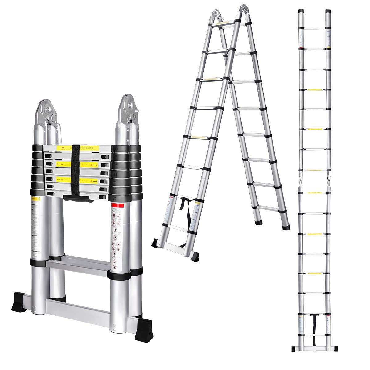 Tangga teleskopik lipat multifungsi paduan aluminium portabel