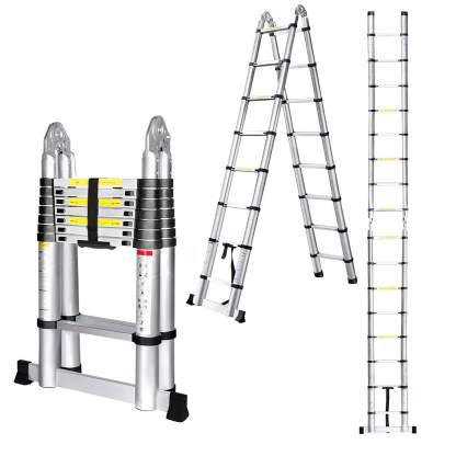 Tangga teleskopik lipat multifungsi paduan aluminium portabel