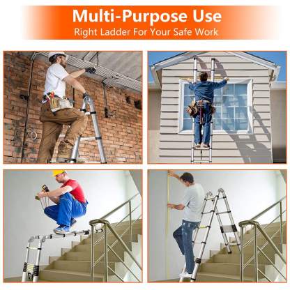 Tangga teleskopik lipat multifungsi paduan aluminium portabel