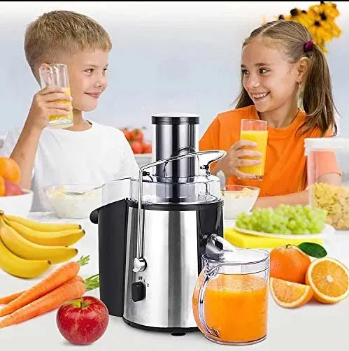Austria Juicer Ultra Power, Easy Clean Extractor Press Centrifugal Juicing Machine, Wide 3" Feed Chute for Whole Fruit Vegetable, Anti-drip, High Quality, Large, Silver