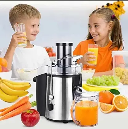 Austria Juicer Ultra Power, Easy Clean Extractor Press Centrifugal Juicing Machine, Wide 3" Feed Chute for Whole Fruit Vegetable, Anti-drip, High Quality, Large, Silver