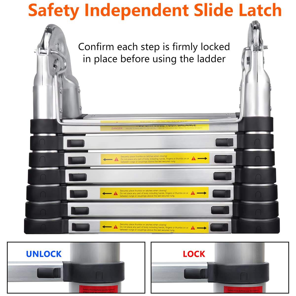 Tangga teleskopik lipat multifungsi paduan aluminium portabel