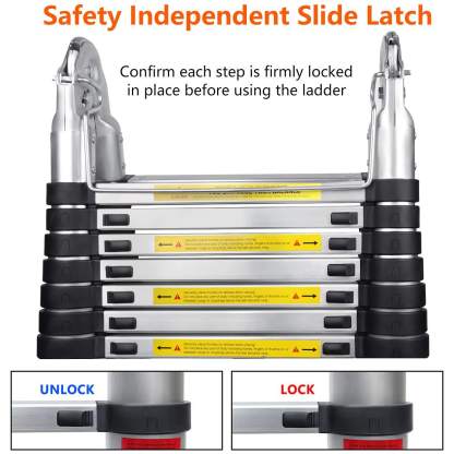 Tangga teleskopik lipat multifungsi paduan aluminium portabel