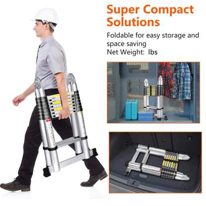 Tangga teleskopik lipat multifungsi paduan aluminium portabel