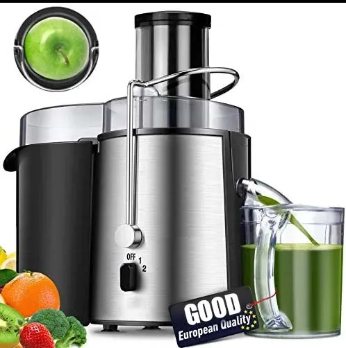Austria Juicer Ultra Power, Easy Clean Extractor Press Centrifugal Juicing Machine, Wide 3" Feed Chute for Whole Fruit Vegetable, Anti-drip, High Quality, Large, Silver