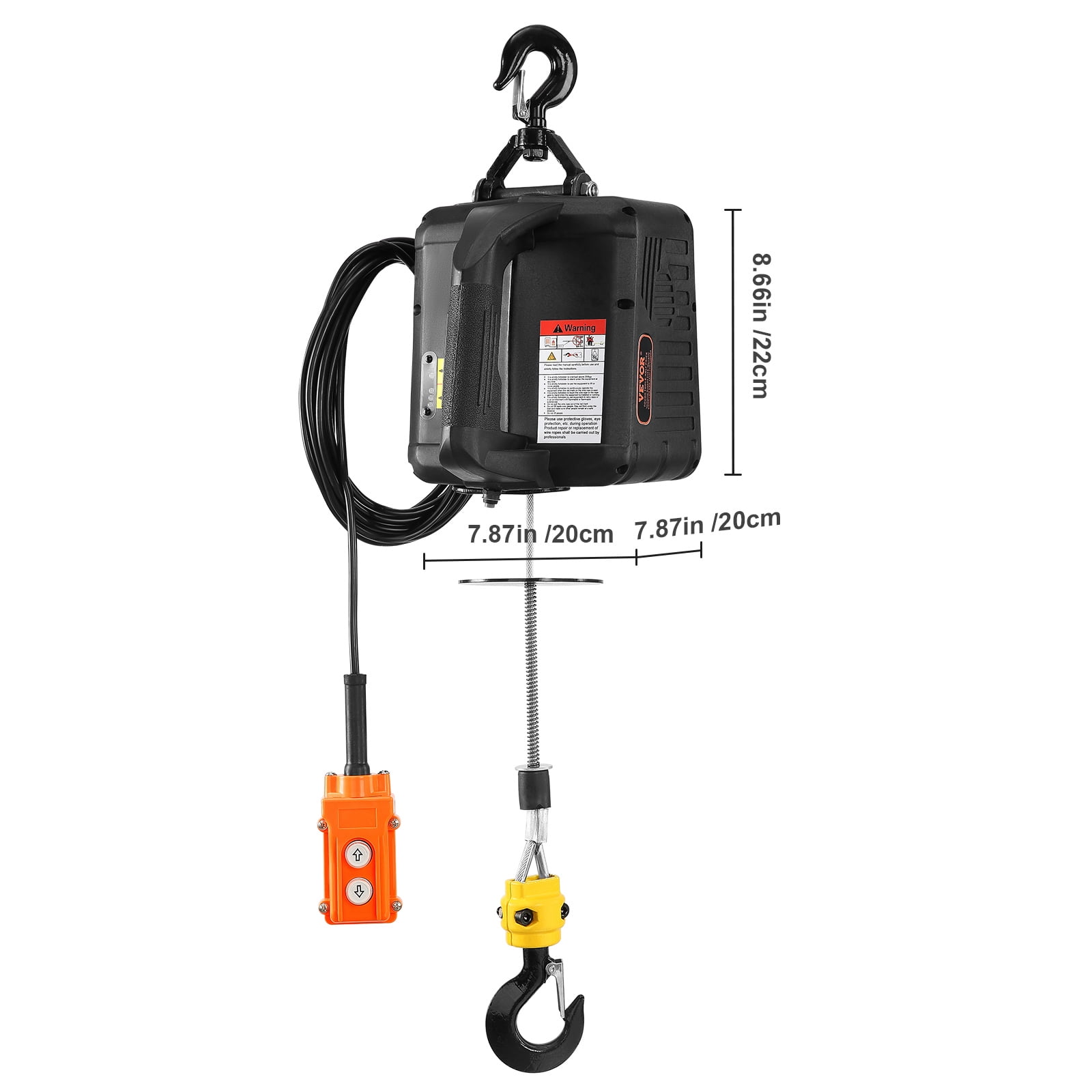 VEVOR 3-in-1 Electric Hoist Winch, 1100lbs 1500W Portable Power Winch Crane