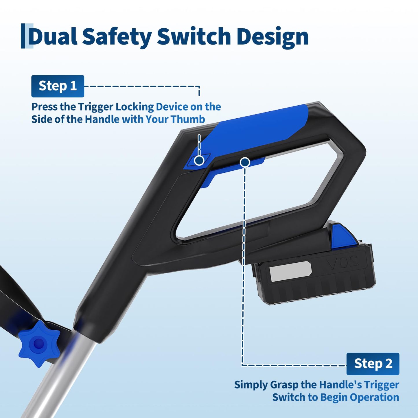 Garvee 12" Cordless Battery Powered Snow Blower - 20V Lightweight with Ergonomic Handle, Detachable Design for Steps and Decks