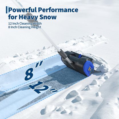 Garvee 12" Cordless Battery Powered Snow Blower - 20V Lightweight with Ergonomic Handle, Detachable Design for Steps and Decks