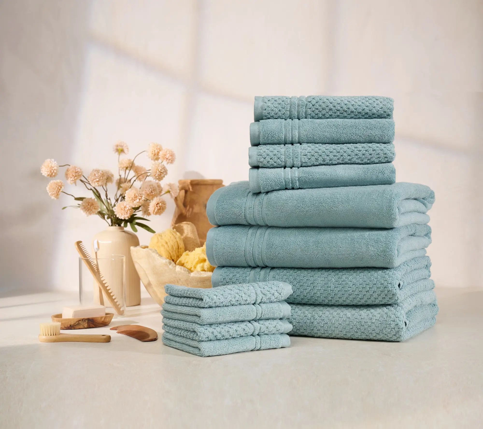 Home Reflections 100% Cotton Solid & Texture 12-pc Towel Set