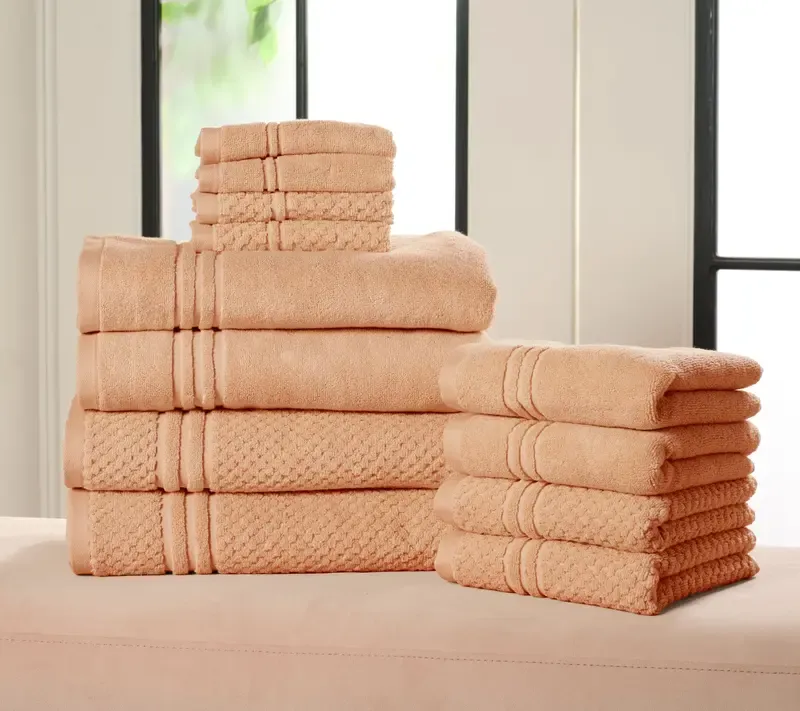 Home Reflections 100% Cotton Solid & Texture 12-pc Towel Set