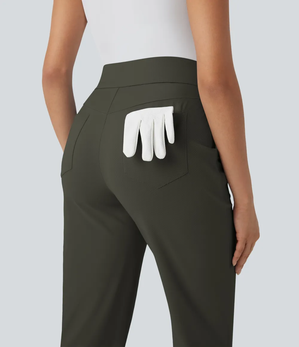 Mid High Waisted Pockets Quick Dry Golf Pants-Golf Tee-UPF40+