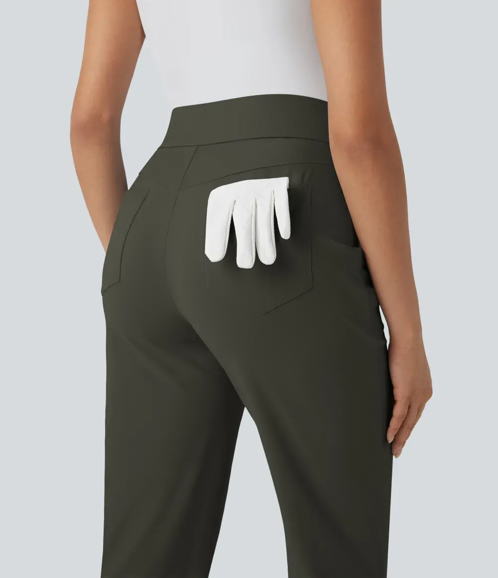 Mid High Waisted Pockets Quick Dry Golf Pants-Golf Tee-UPF40+
