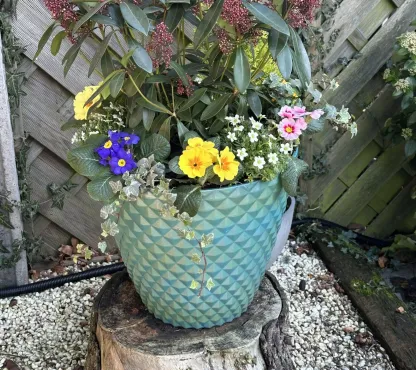 Jennings Set of 2 XL Pearlescent Diamond 15-1/4" Planters