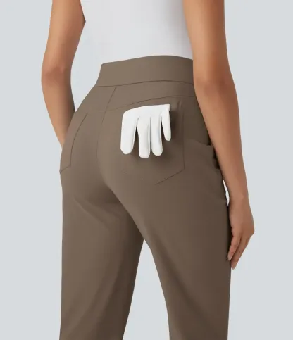 Mid High Waisted Pockets Quick Dry Golf Pants-Golf Tee-UPF40+
