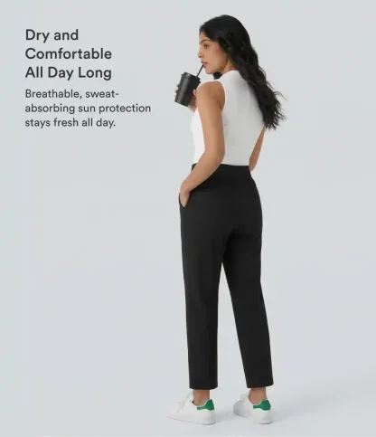 Mid High Waisted Pockets Quick Dry Golf Pants-Golf Tee-UPF40+