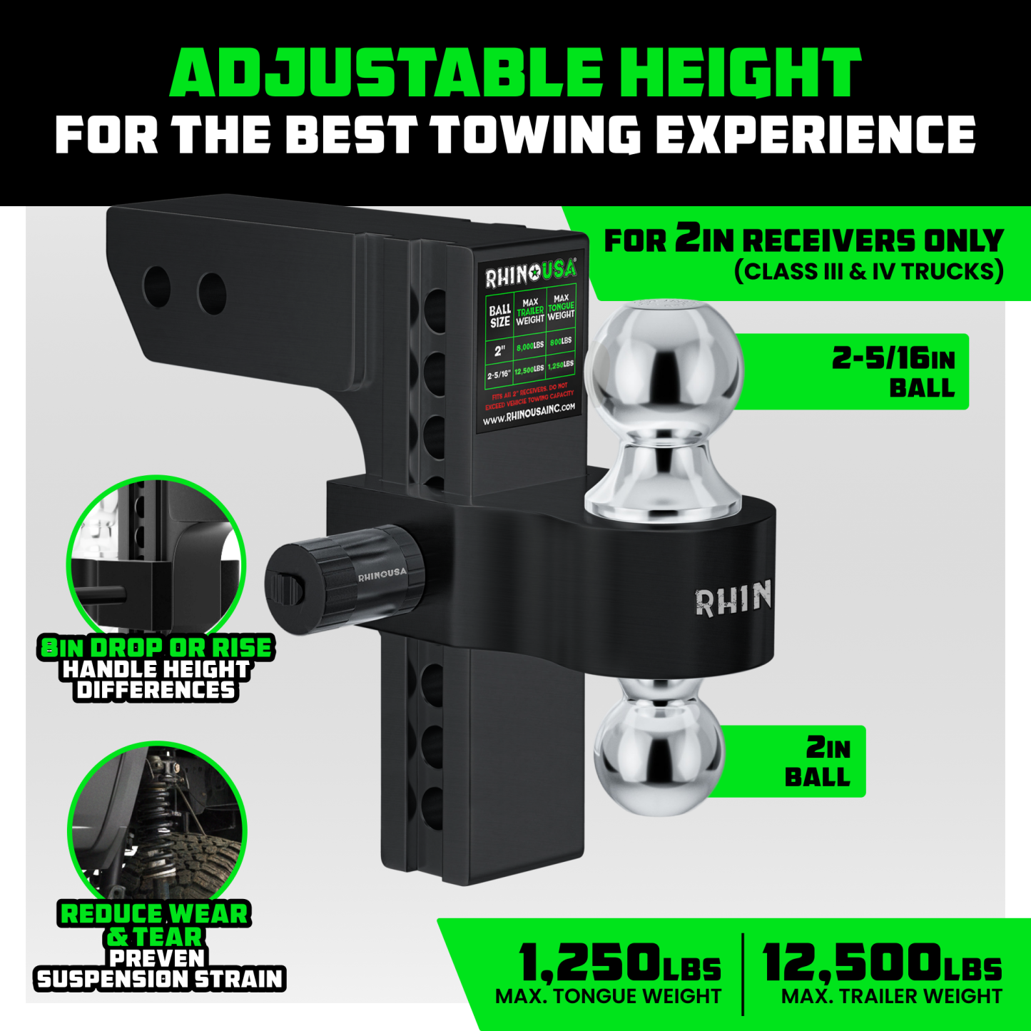 Adjustable Drop Hitch (2" Receivers)
