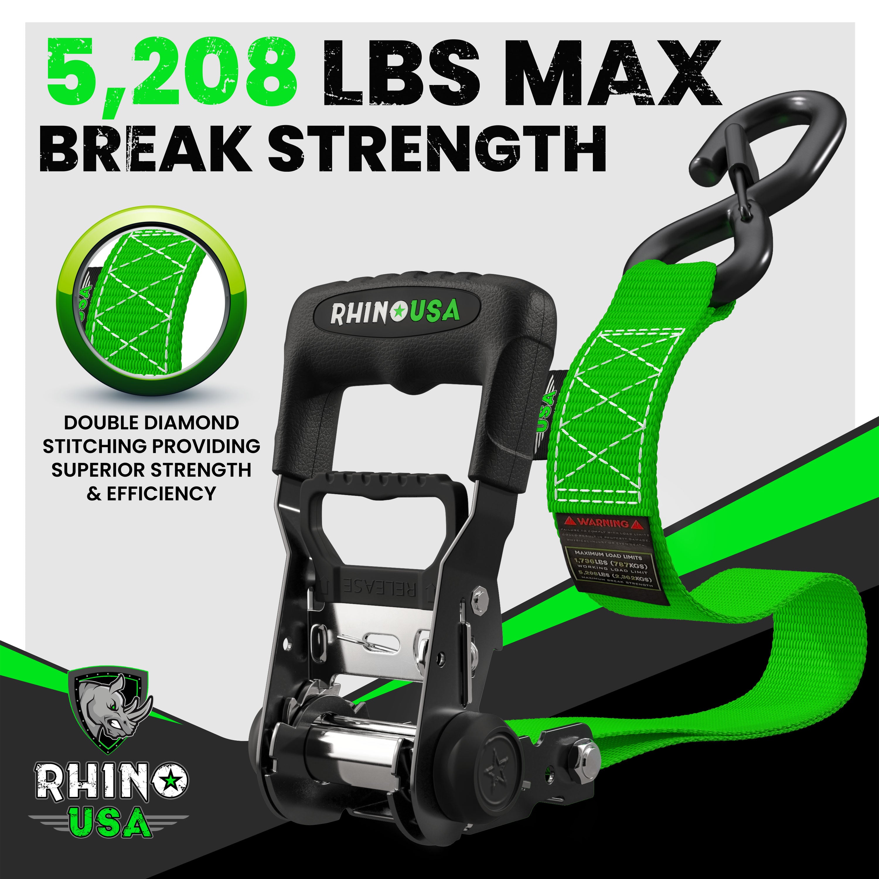 1.6" x 8' HD Ratchet Tie-Down Set 