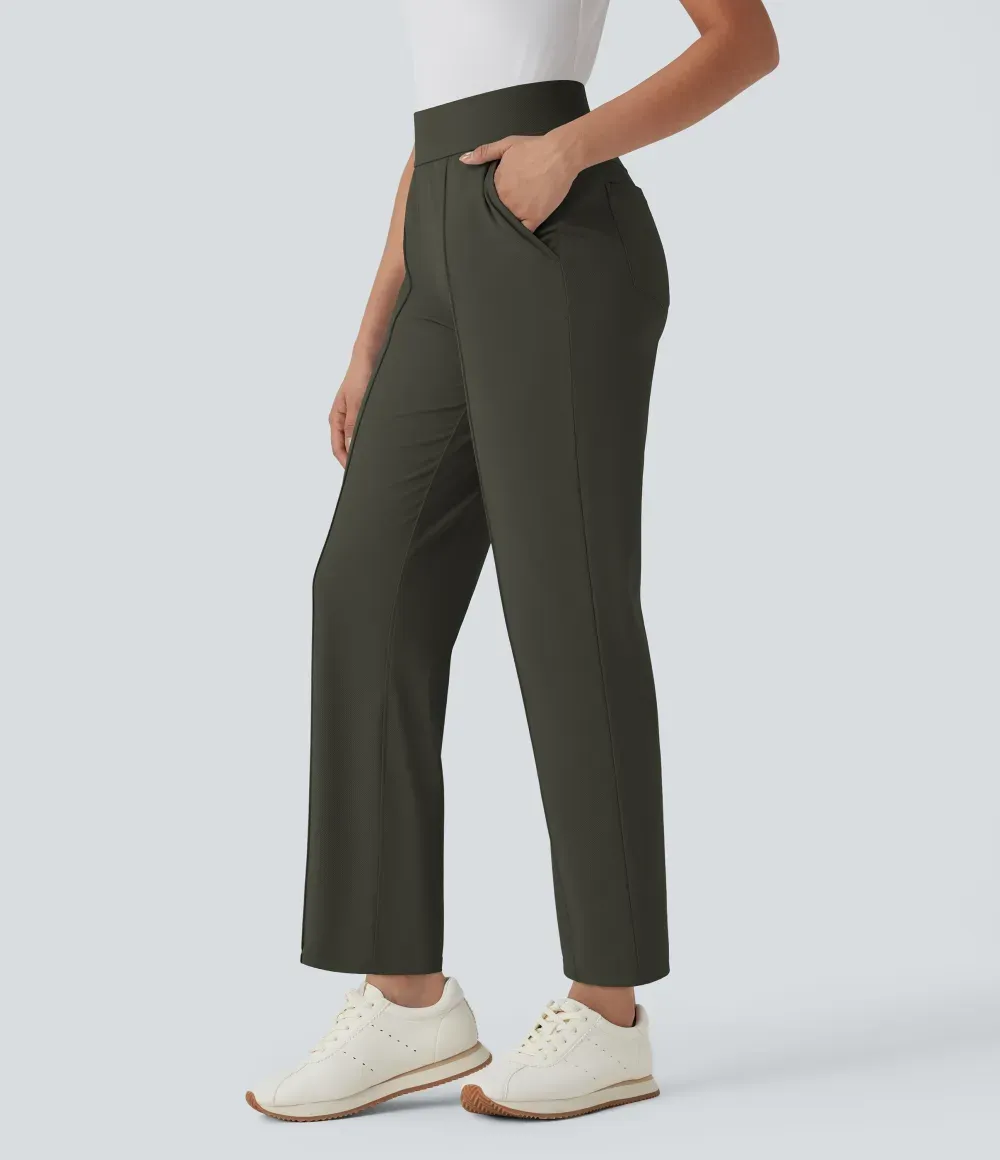 Mid High Waisted Pockets Quick Dry Golf Pants-Golf Tee-UPF40+