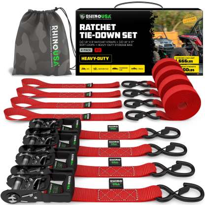 1.6" x 8' HD Ratchet Tie-Down Set 