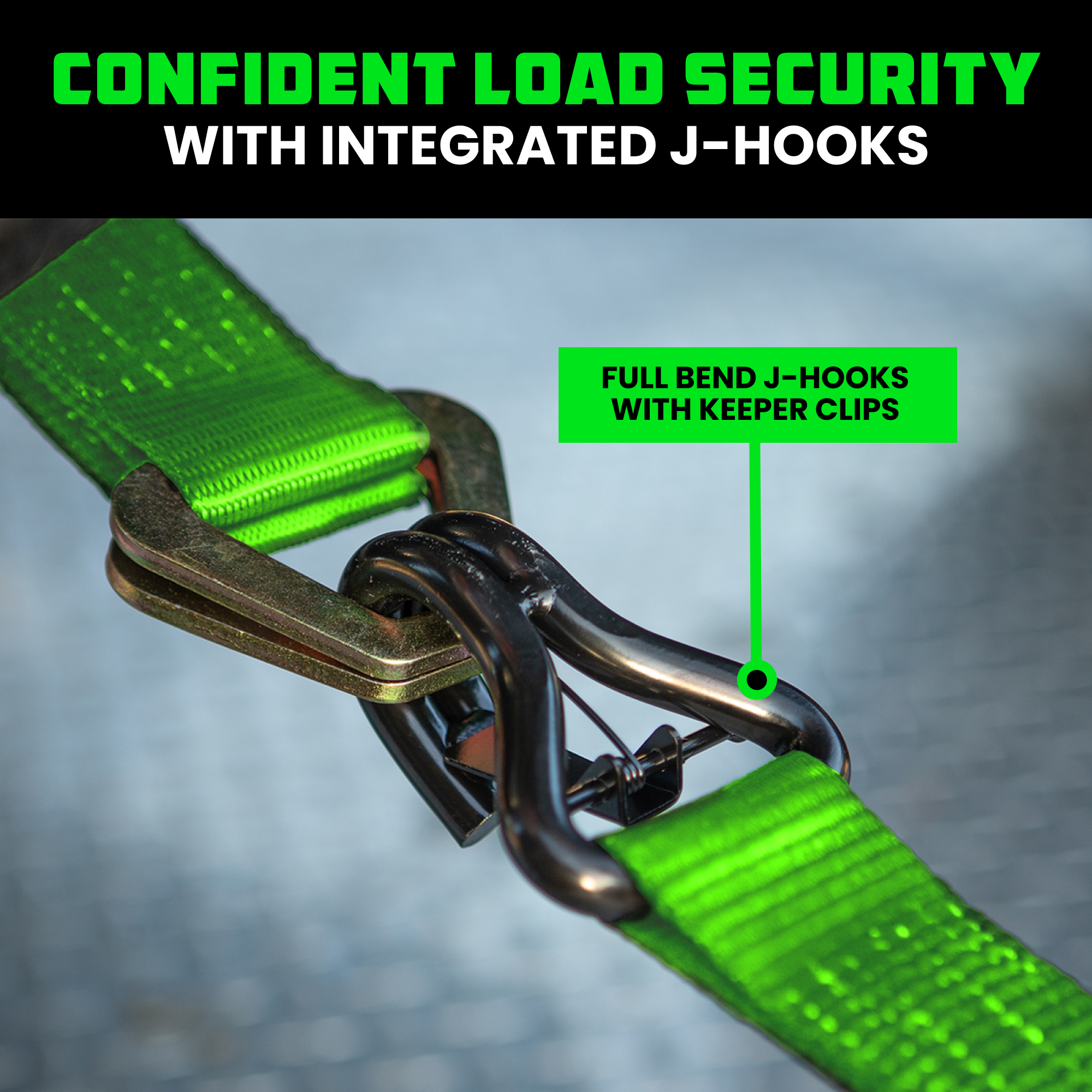 2" x 8' Vehicle Tie-Down Kit (J-Hooks)