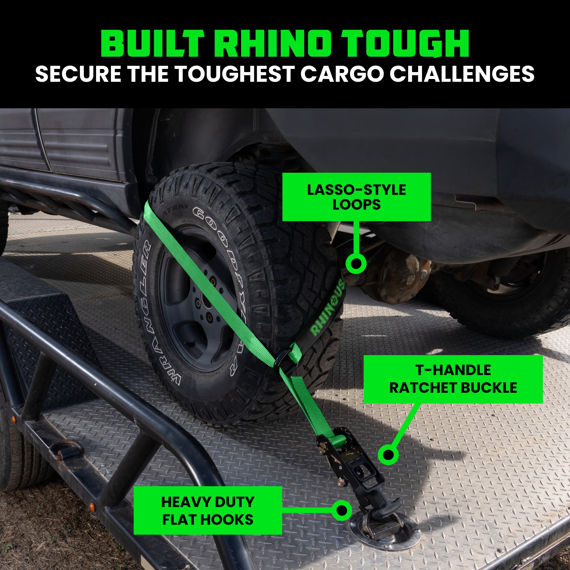 Car Tie-Down Lasso Straps (Flat-Hooks)