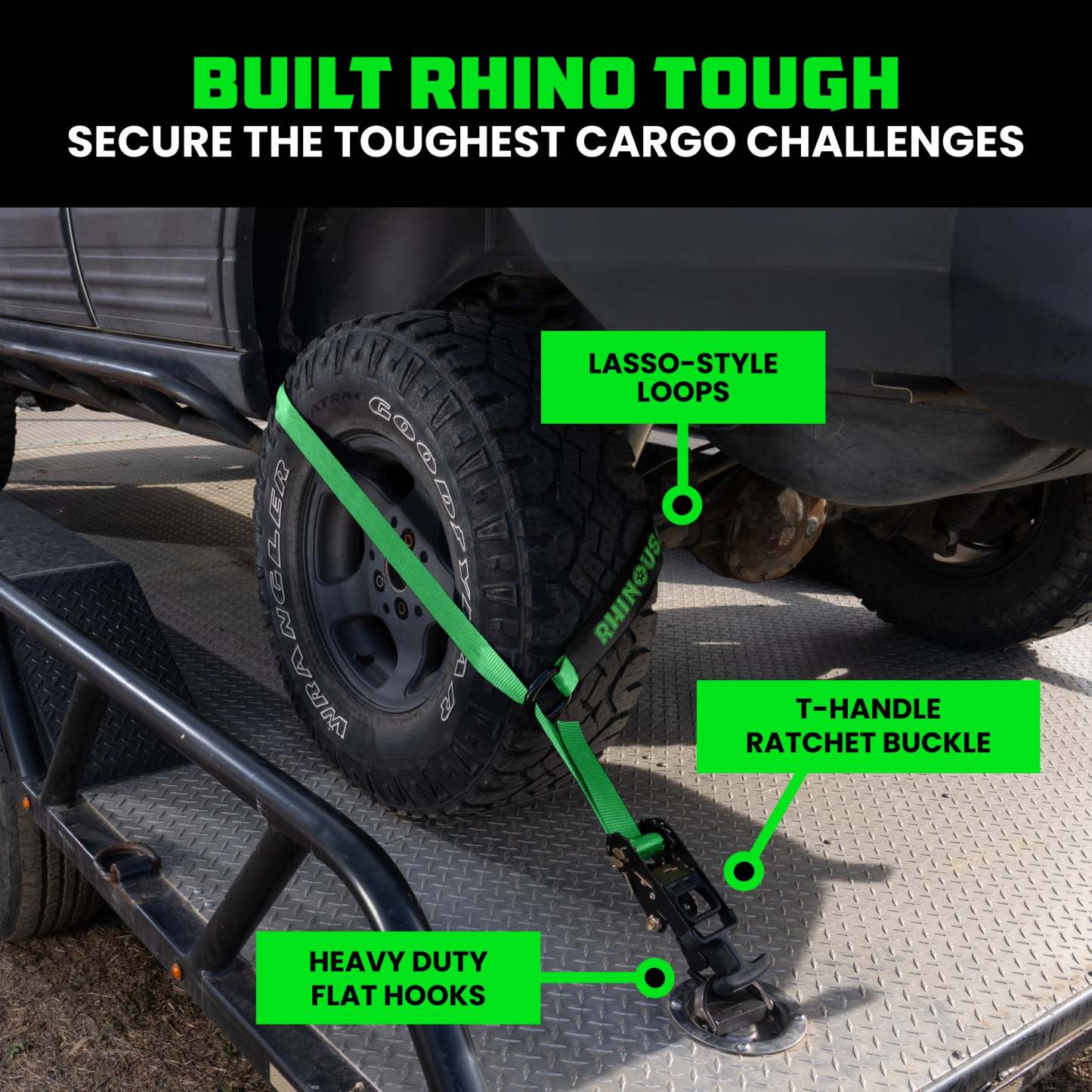 Car Tie-Down Lasso Straps (Flat-Hooks)