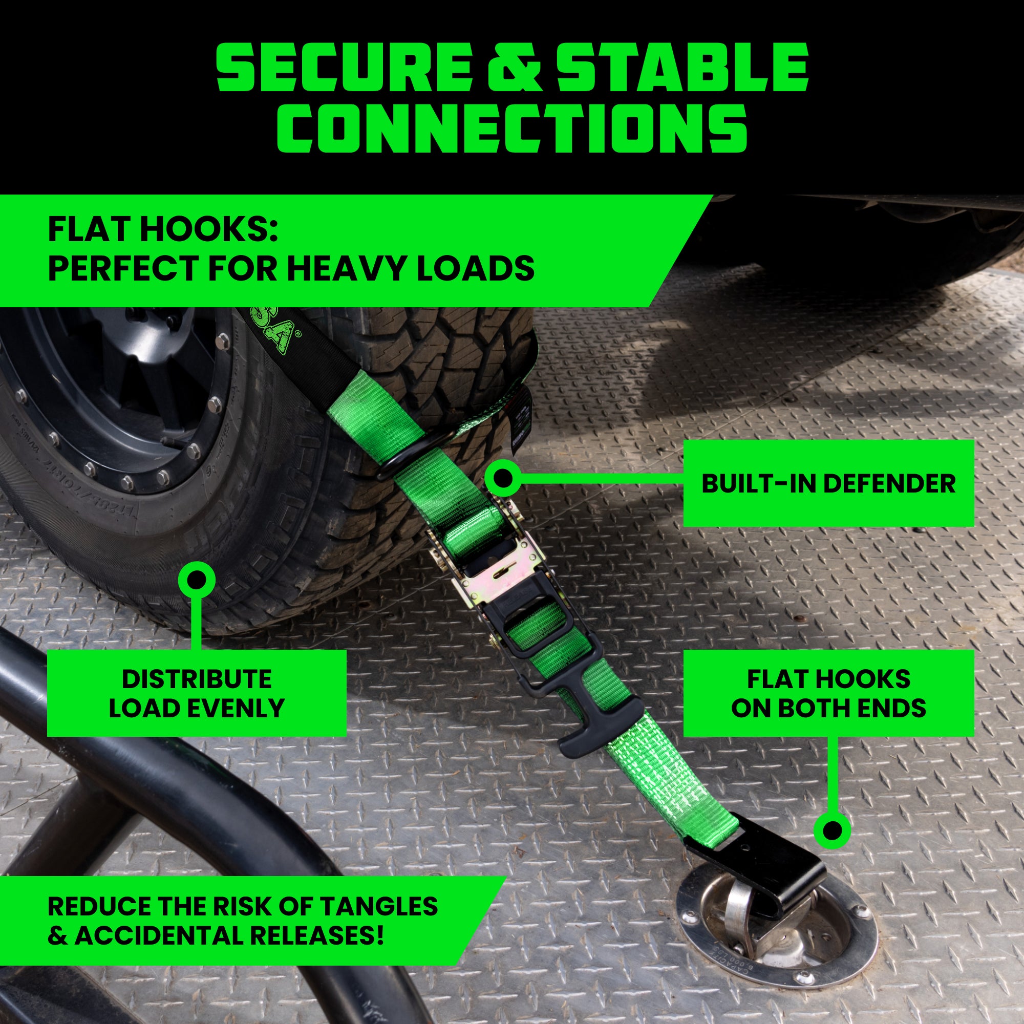 Car Tie-Down Lasso Straps (Flat-Hooks)