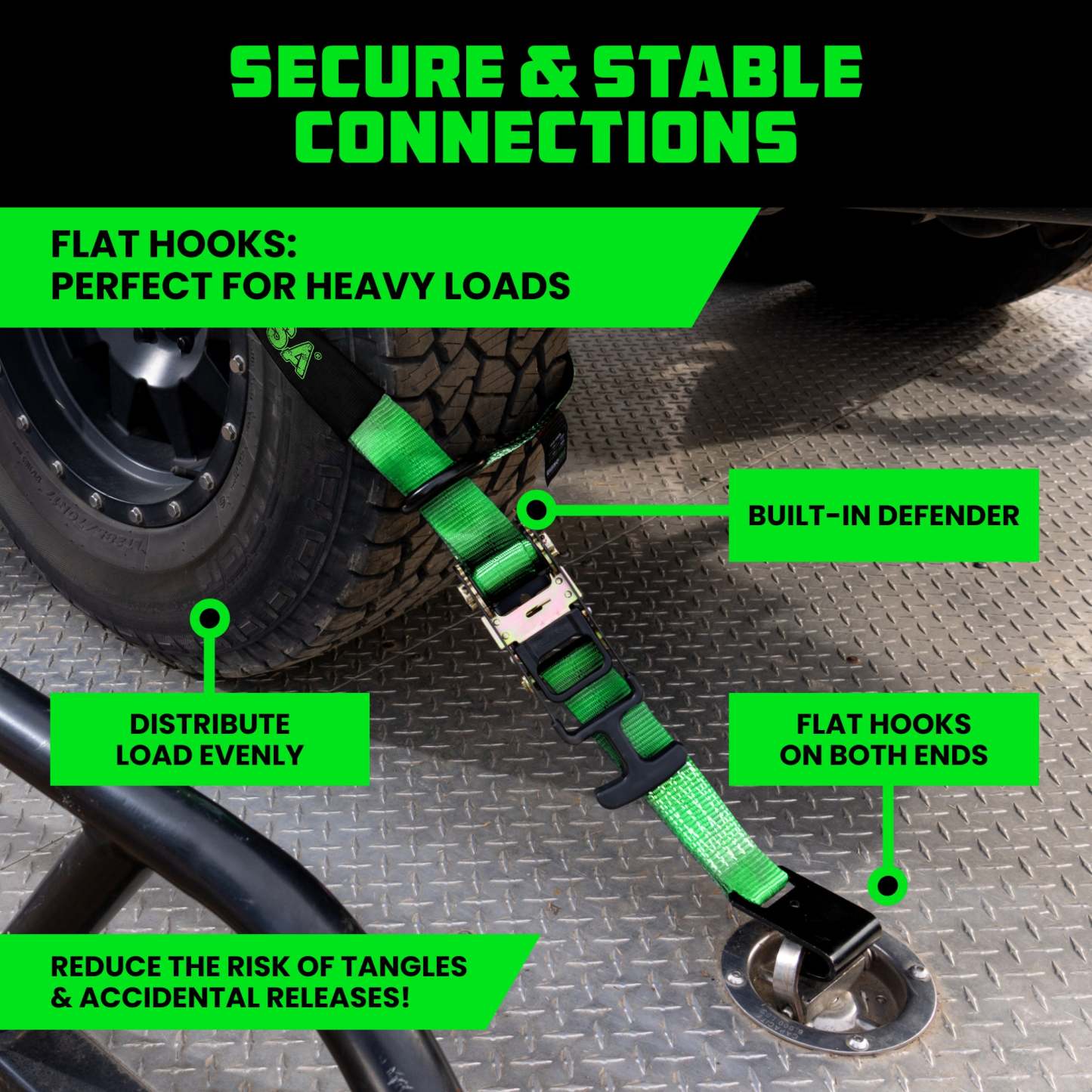 Car Tie-Down Lasso Straps (Flat-Hooks)