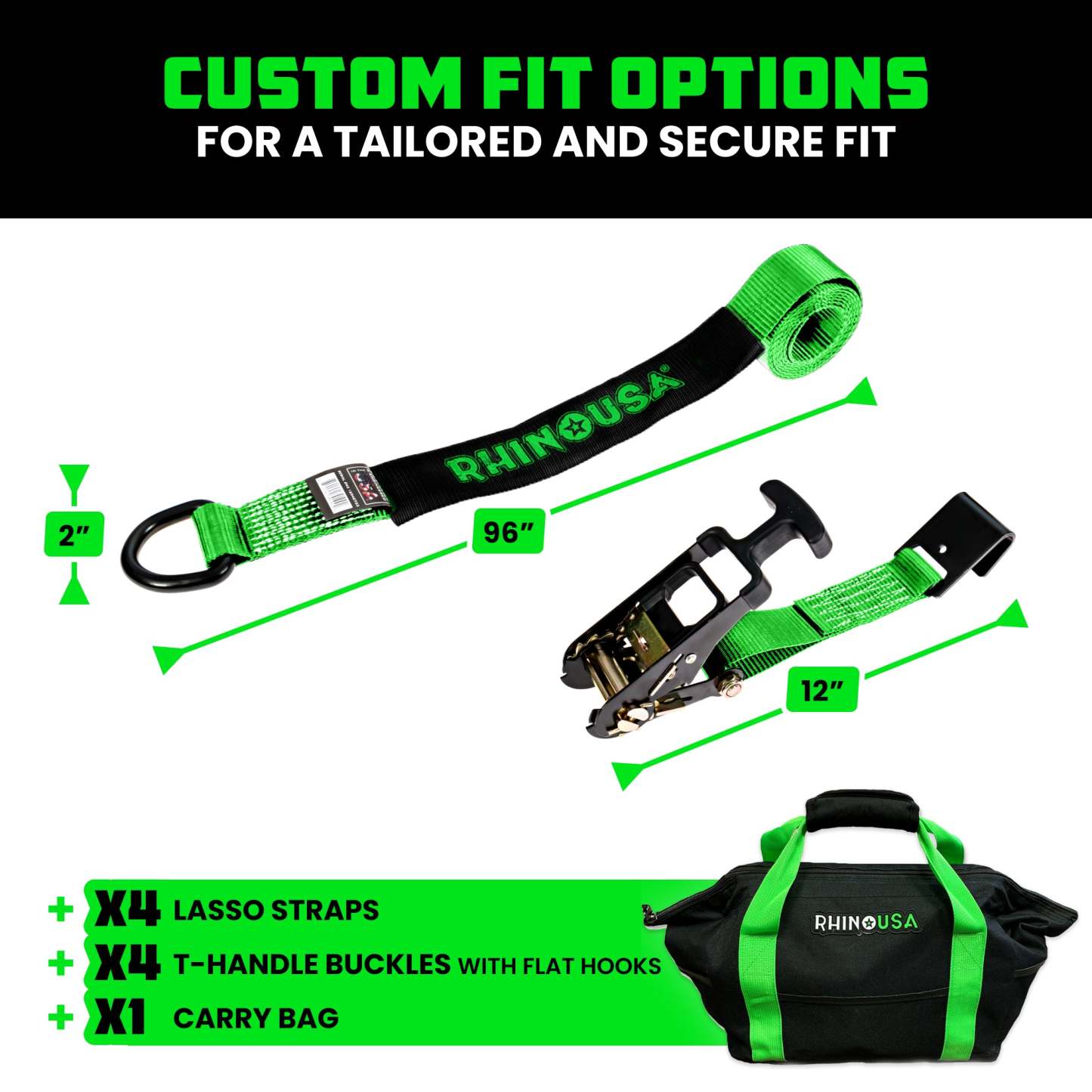 Car Tie-Down Lasso Straps (Flat-Hooks)