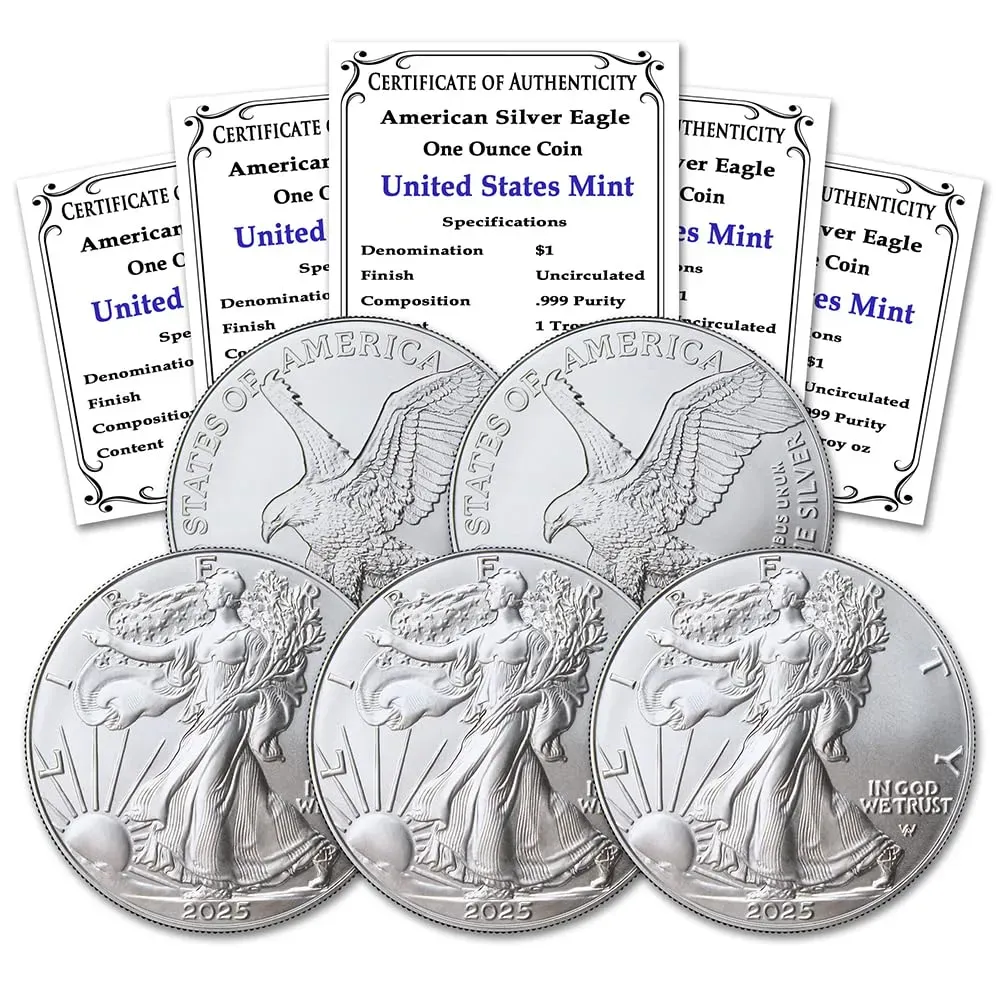 LAST DAY DISCOUNT 2022～2025 AMERICAN EAGLE 1 OZ 99.9% FINE SILVER COINS (W)