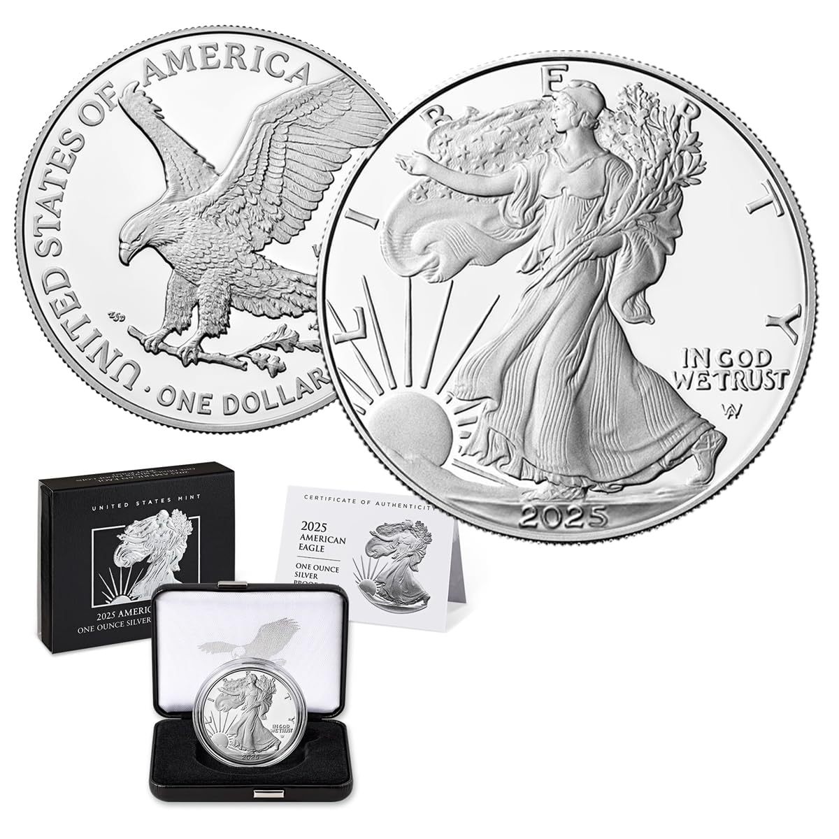HISTORICALLY LOW PRICE 2022～2025 AMERICAN EAGLE ONE OUNCE 99.9% SILVER PROOF COIN (W)