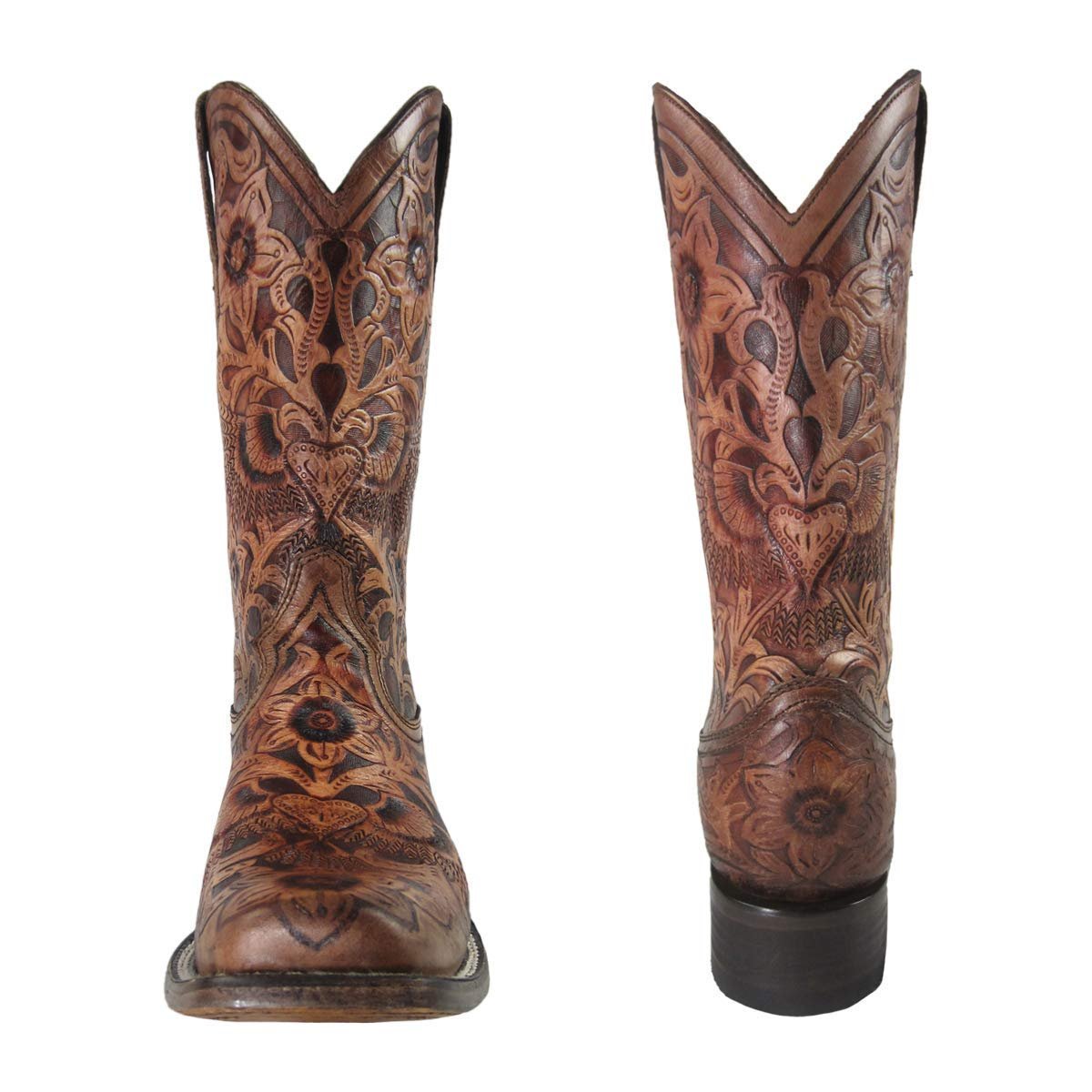 Women's Hand Tooled Square Toe Western Boot
