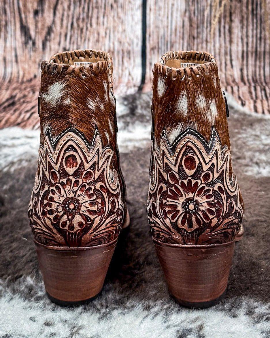 Vintage Western Cowhide Ankle Boots