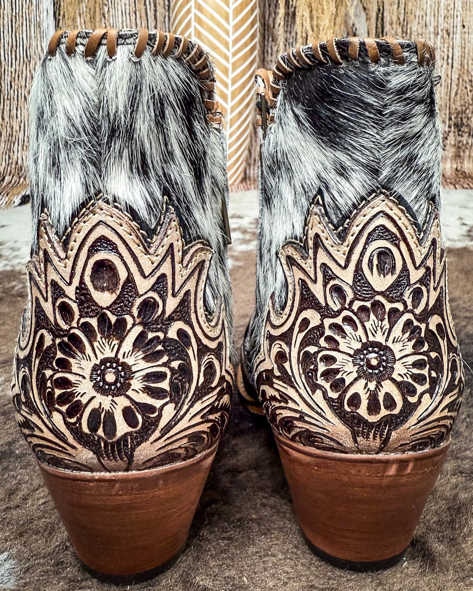 Genuine Cowhide Vintage Western Ankle Boots