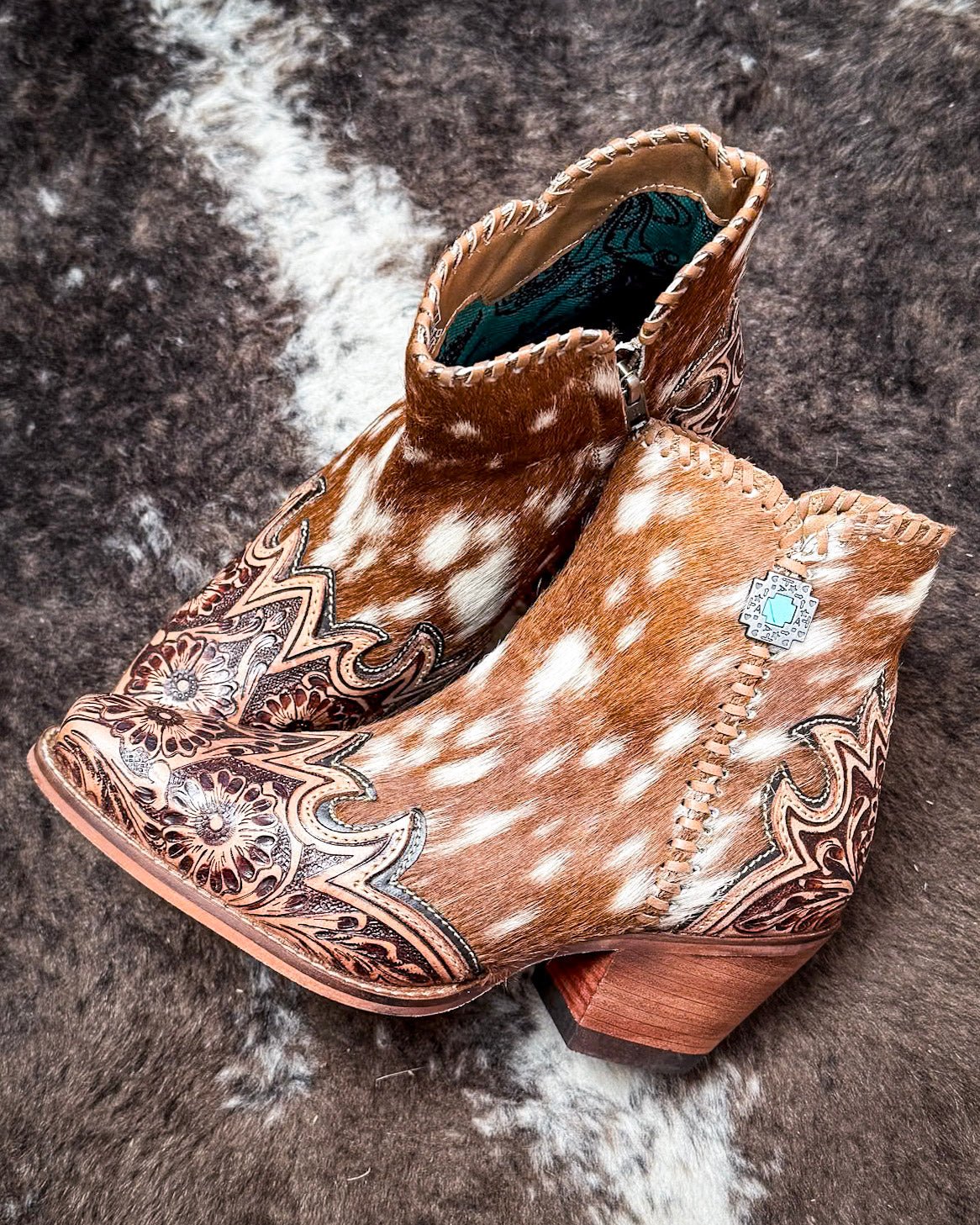 Vintage Western Cowhide Ankle Boots