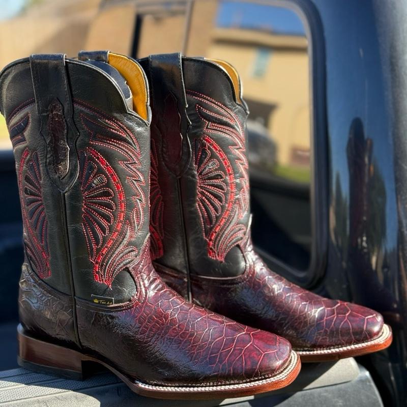 Men’s Western Cowboy Turtle-Embossed Leather Boots