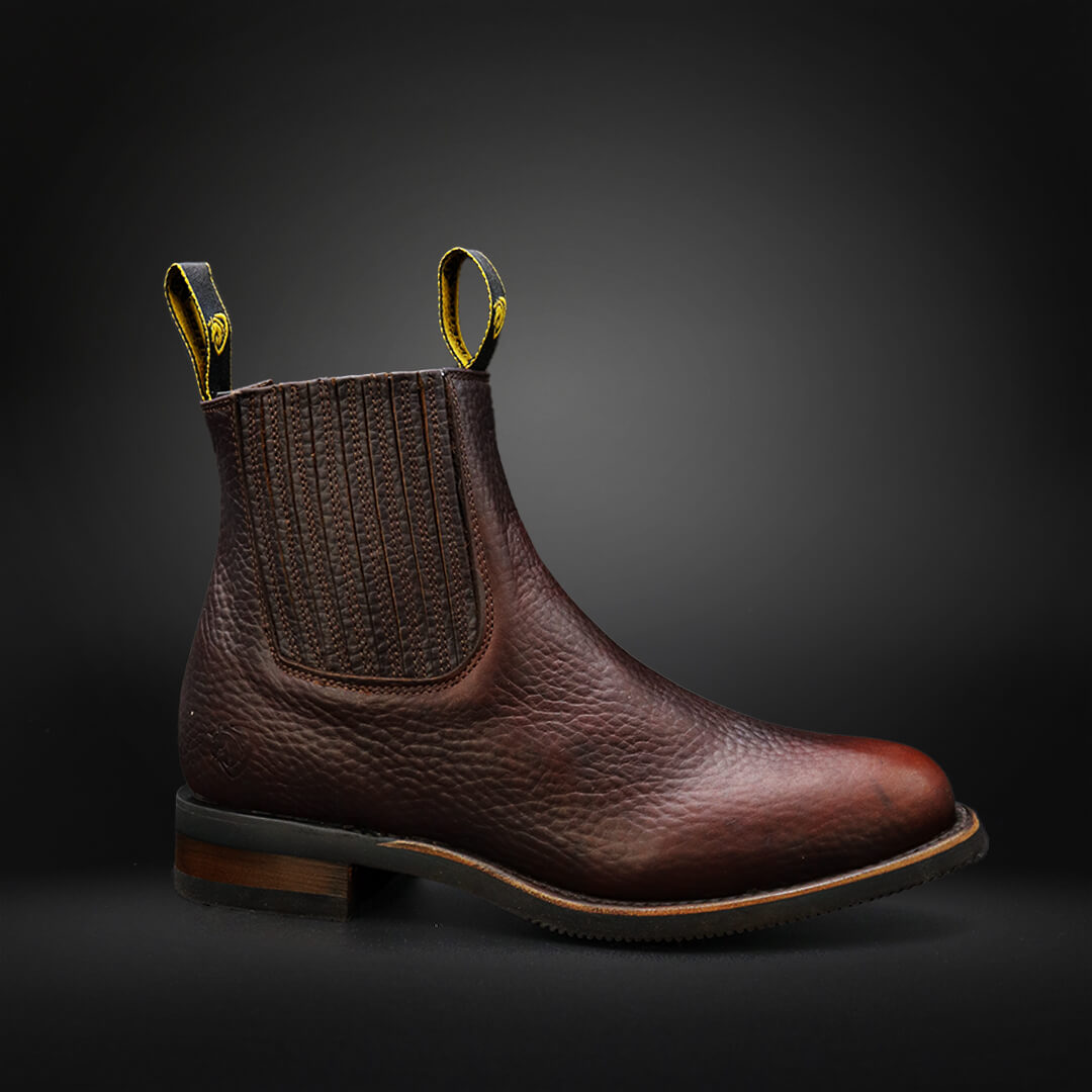 Oiled Cowhide Leather Oval Toe Ankle Boot