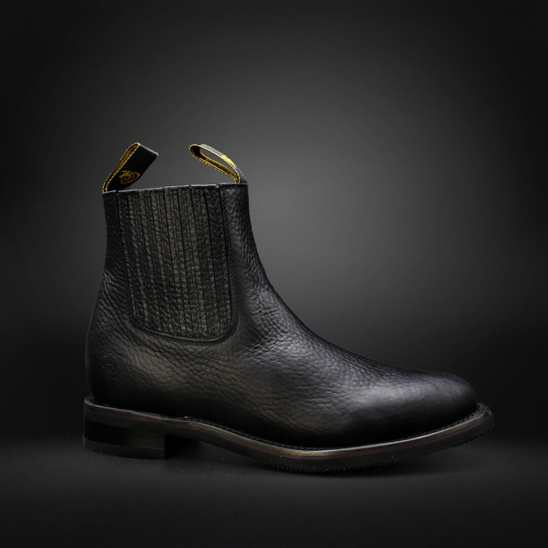 Oiled Cowhide Leather Oval Toe Ankle Boot