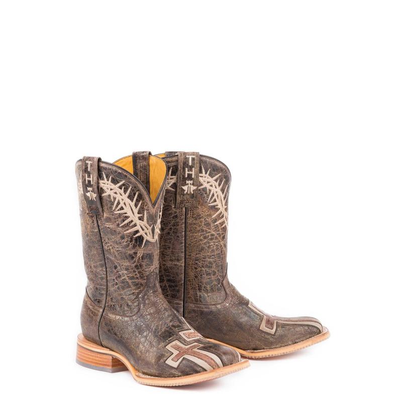 Womens Brown Leather My Savior Cowboy Boots