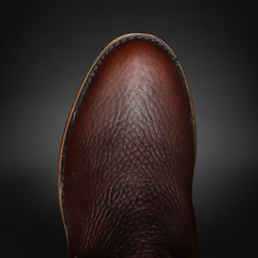 Oiled Cowhide Leather Oval Toe Ankle Boot