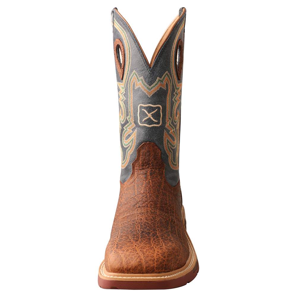  Men's Distressed Peacock Alloy Square Toe Boot