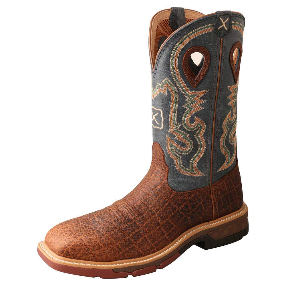  Men's Distressed Peacock Alloy Square Toe Boot