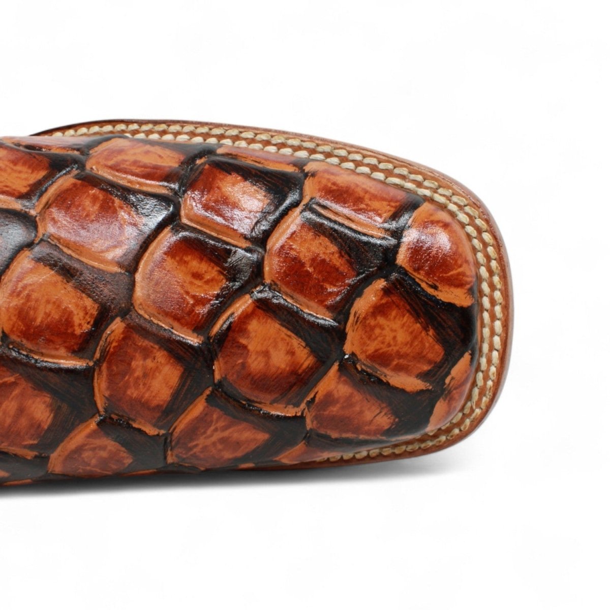 Men's Square Pirarucu Engraved Boot-Honey