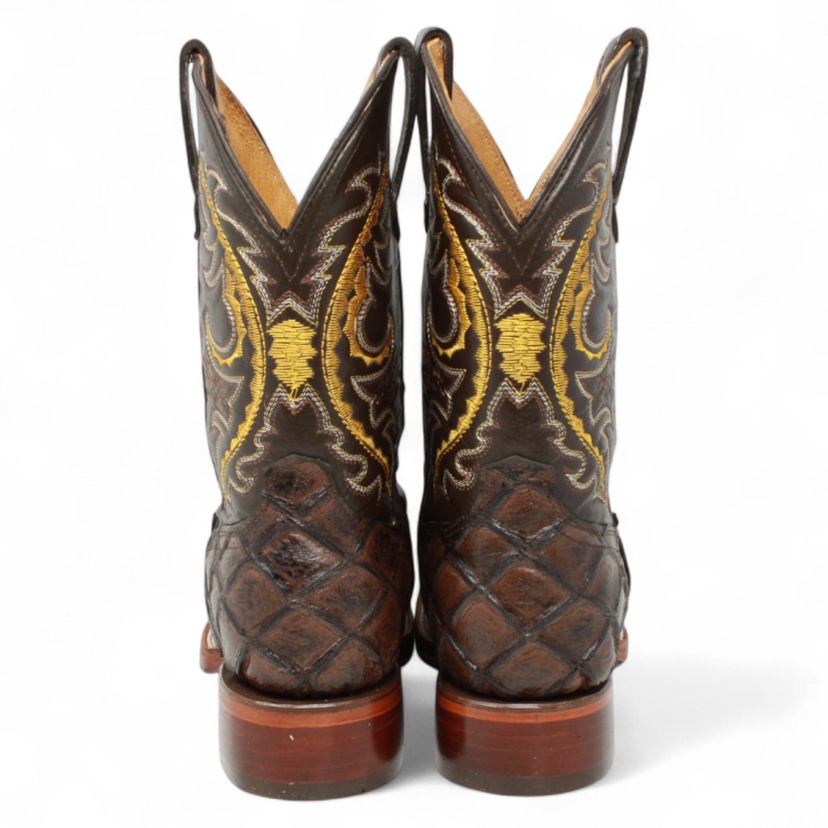 Men's Square Pirarucu Engraved Boot-Honey
