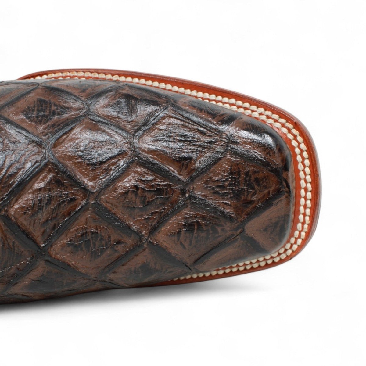 Men's Square Pirarucu Engraved Boot-Honey